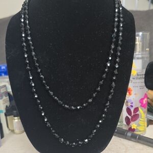 Elegant Black Faceted Bead Layered Necklace
